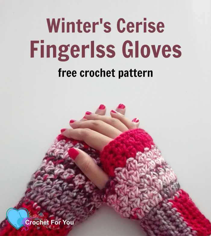 Winter's Cerise Fingerless Gloves - free crochet pattern 