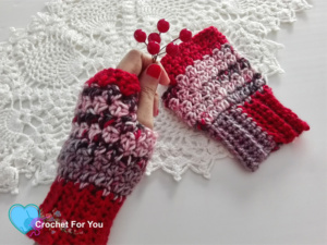 Winter's Cerise Fingerless Gloves - free crochet pattern