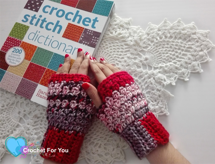 Winter's Cerise Fingerless Gloves - free crochet pattern 
