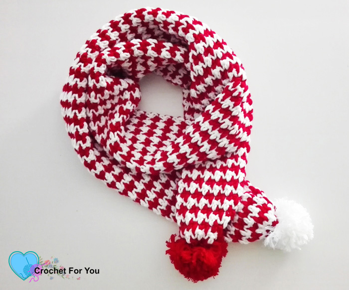 Peppermint Houndstooth Scarf Free Pattern