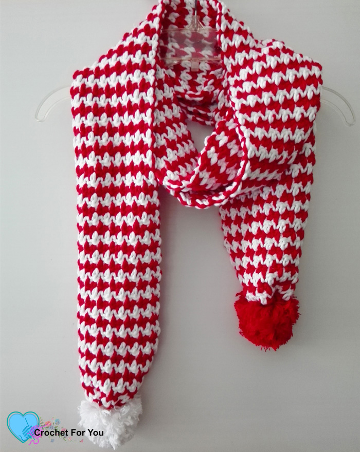 Peppermint Houndstooth Scarf Free Pattern