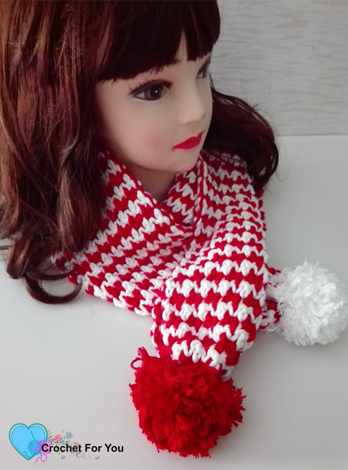 Peppermint Houndstooth Scarf Free Pattern