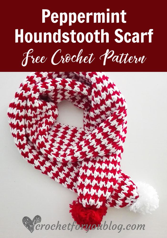 Peppermint Houndstooth Scarf - free crochet pattern