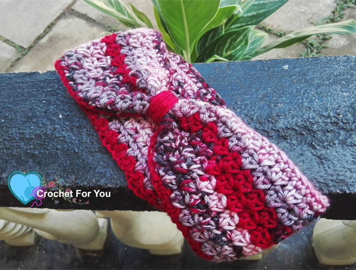 Winter's Cerise Crochet Headband Free Pattern