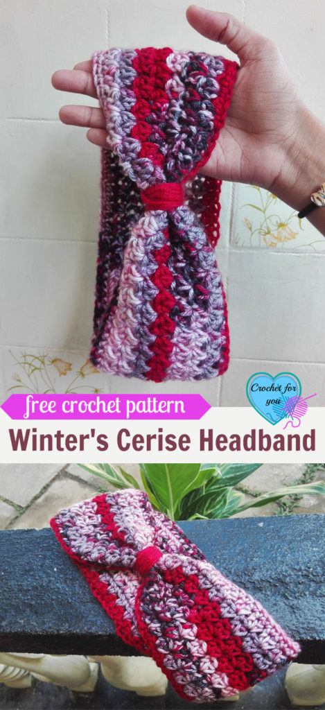Winter's Cerise Crochet Headband Free Pattern