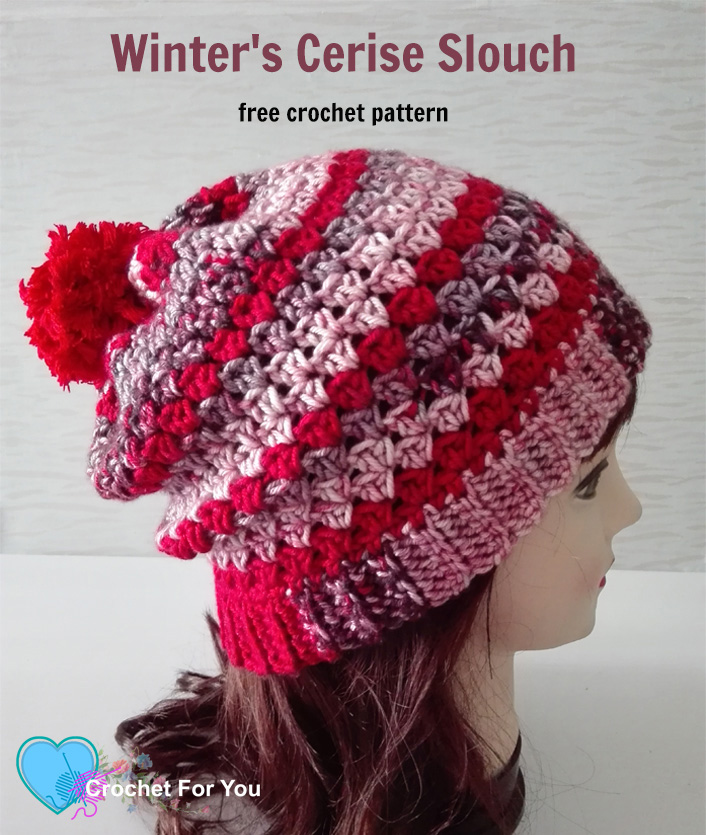 Winter's Cerise Crochet Slouch Free Pattern