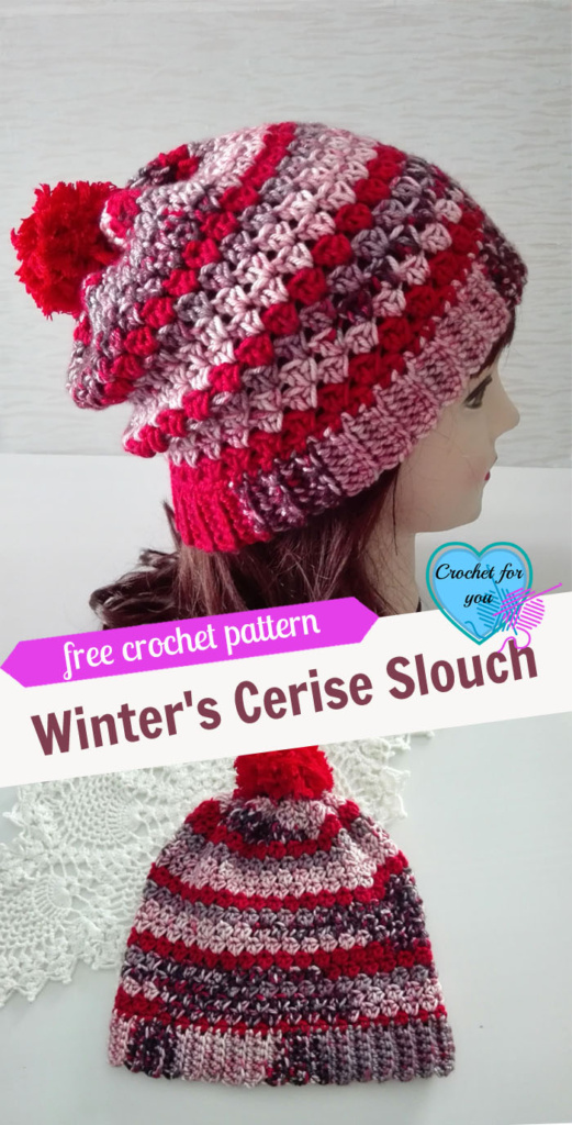 Winter's Cerise Crochet Slouch Free Pattern