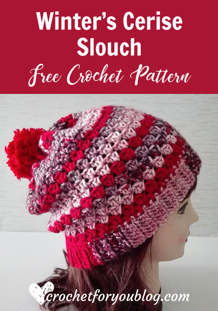 Winter’s Cerise Crochet Slouch - free crochet pattern
