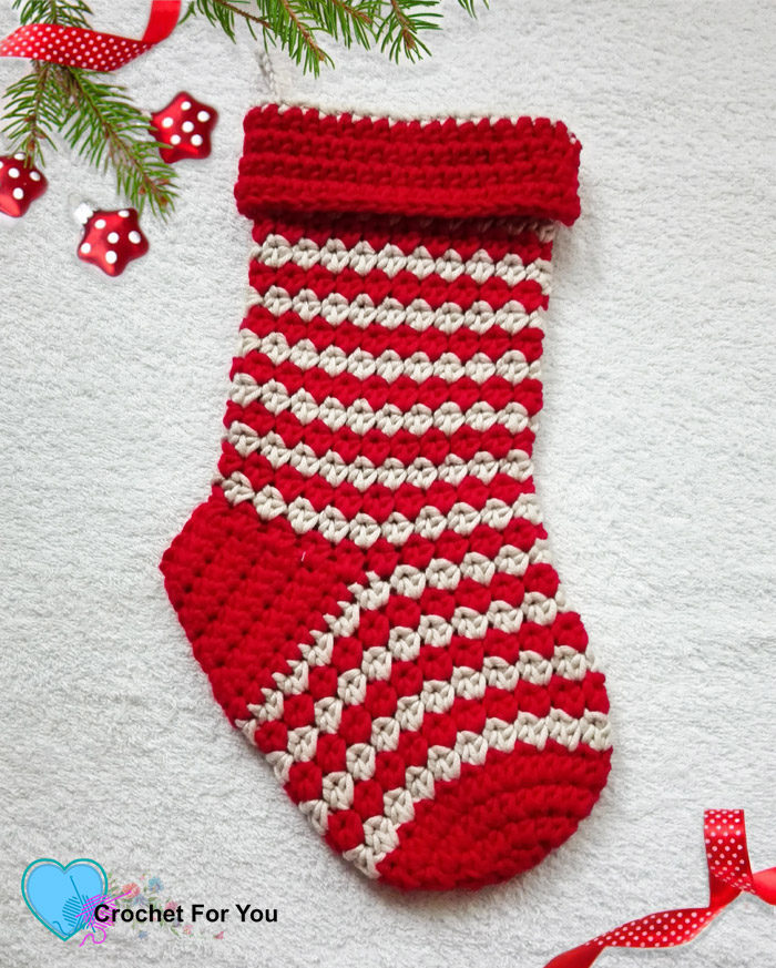 Jolly Pebbles Christmas Stocking Free Pattern