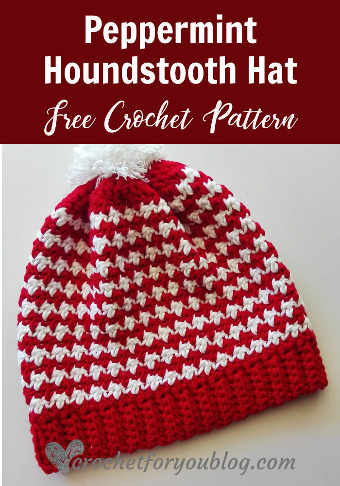 Peppermint Houndstooth Crochet Hat - free crochet pattern