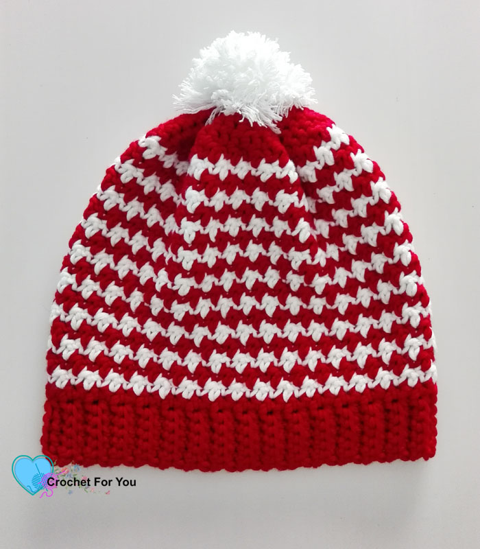 Peppermint Houndstooth Crochet Hat Free Pattern