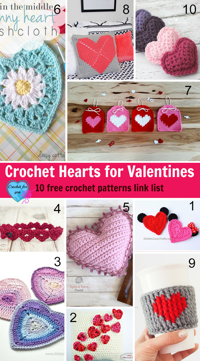 Crochet Hearts for Valentines - 10 free crochet patterns link list