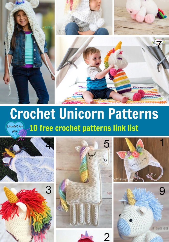 Crochet Unicorn Patterns - 10 free crochet patterns link list