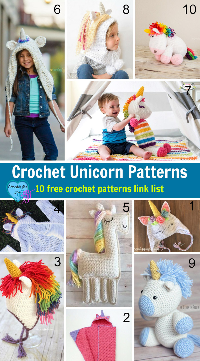 Crochet Unicorn Patterns - 10 free crochet patterns link list