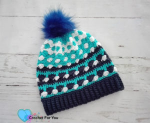 Ocean Shades Pompom Hat - free crochet pattern