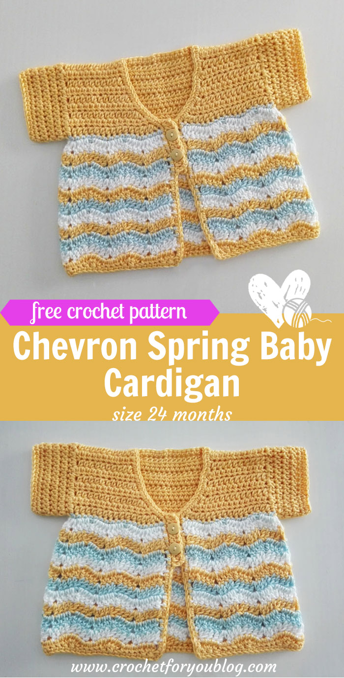 Crochet Chevron Spring Baby Cardigan - free pattern 
