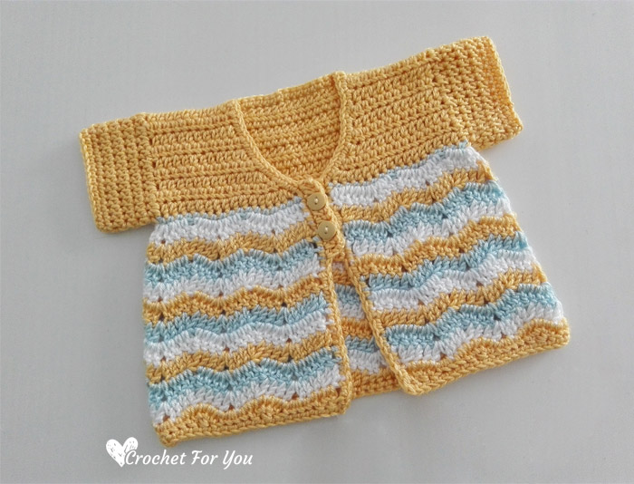 Crochet Chevron Spring Baby Cardigan - free pattern 