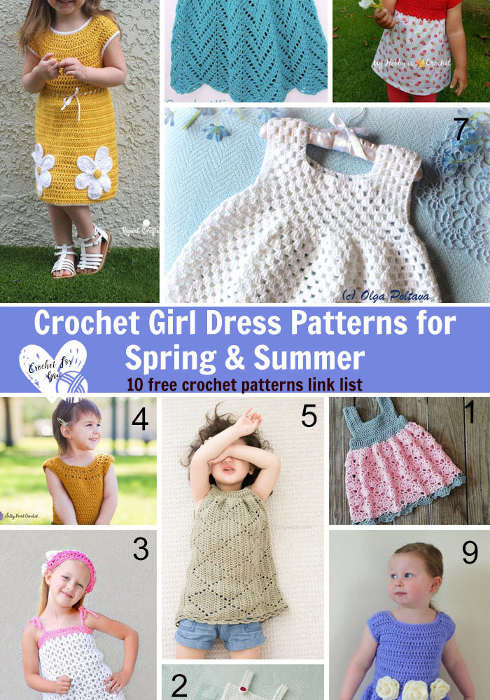 Crochet Girl Dress Patterns for Spring & Summer-10 free crochet patterns link list