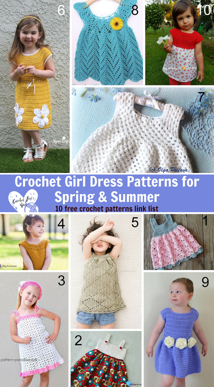 Crochet Girl Dress Patterns for Spring & Summer-10 free crochet patterns link list