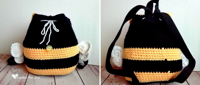 Crochet Bumble Bee Backpack - free crochet pattern 