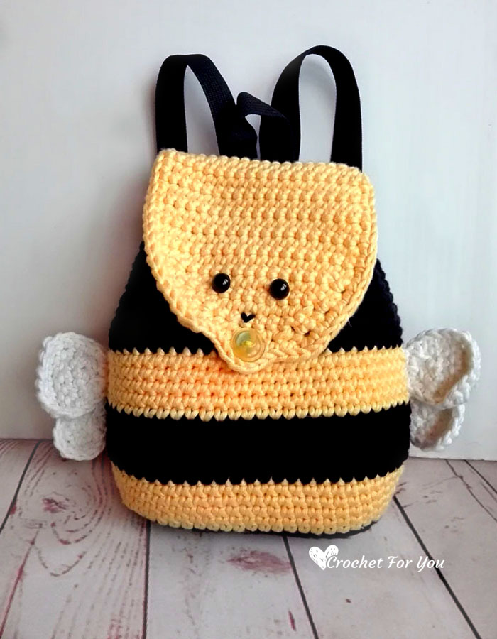 Crochet Bumble Bee Backpack - free crochet pattern 