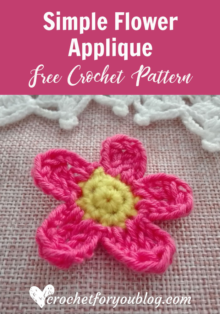 Crochet Simple Flower Applique- free pattern