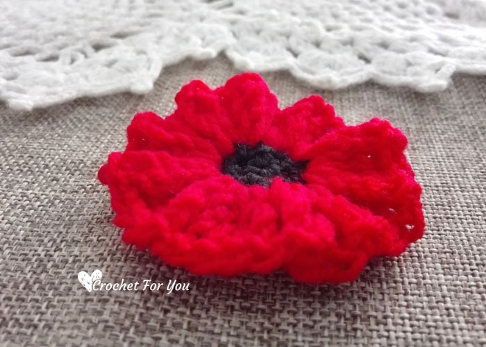 Crochet Poppy Flower Free Pattern