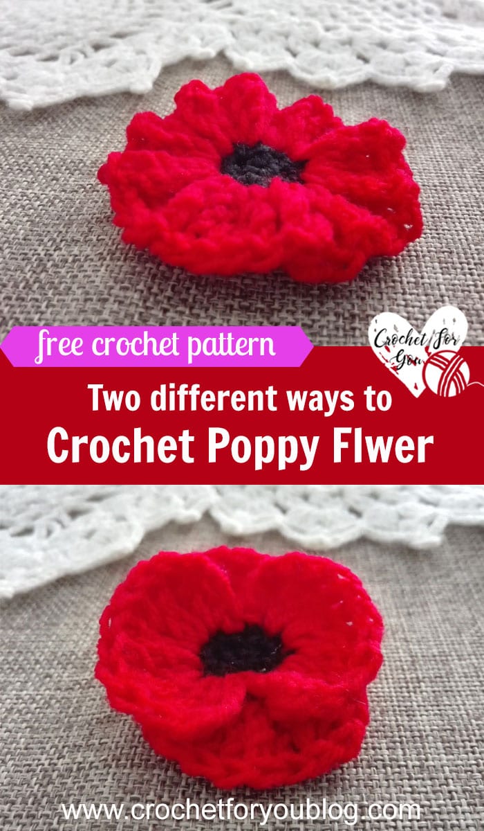 Crochet Poppy Flower Free Pattern