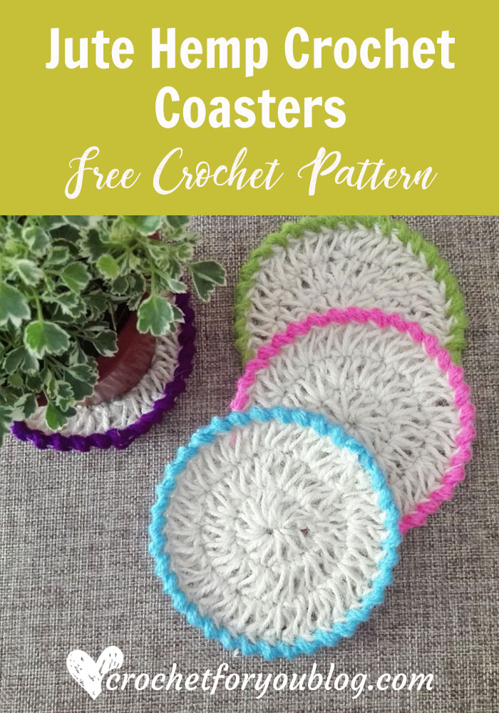 Jute Hemp Crochet Coasters - free pattern