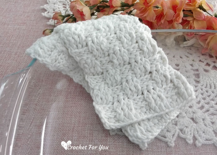 Crochet Basketweave Stitch Dishcloth - free pattern