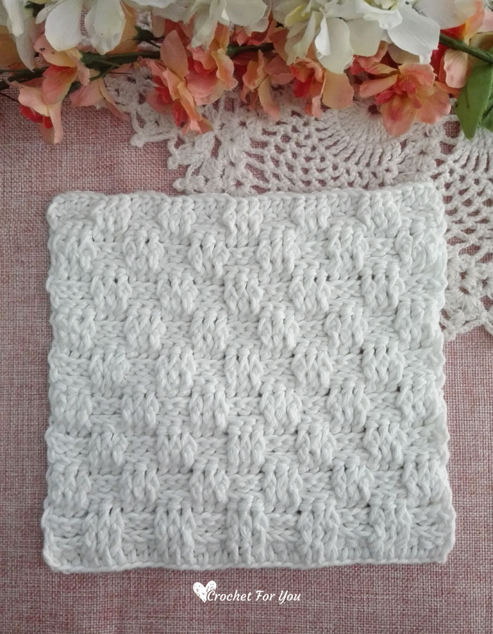 Crochet Basketweave Stitch Dishcloth - free pattern