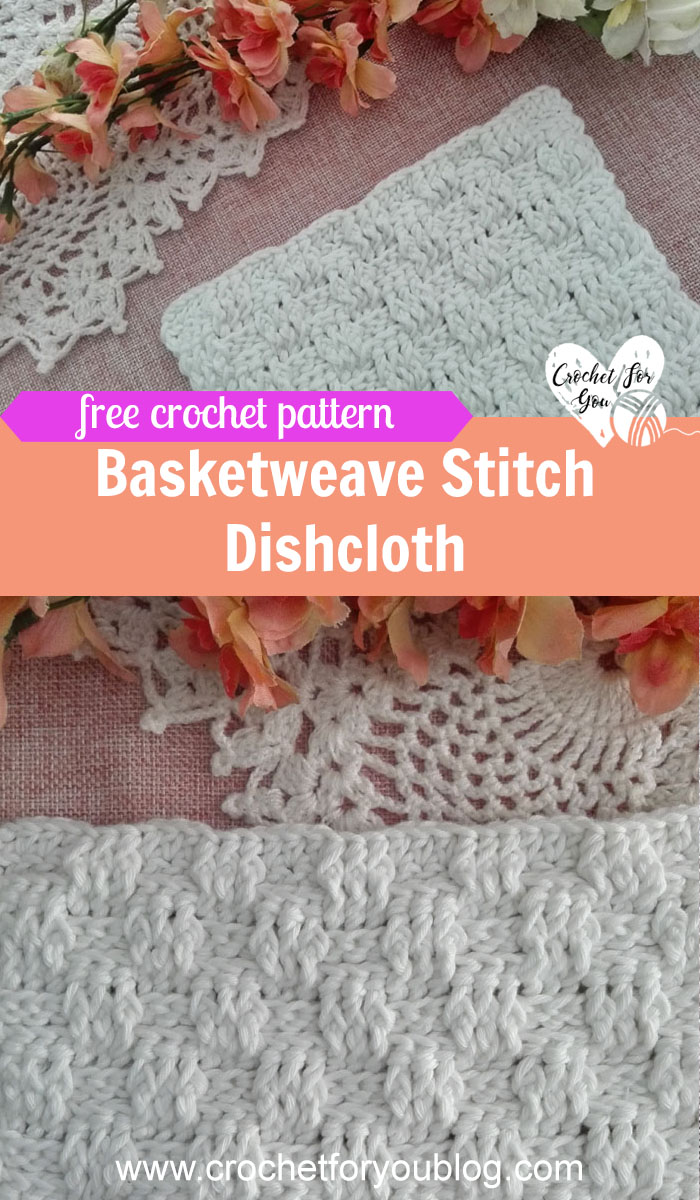 Crochet Basketweave Stitch Dishcloth - free pattern