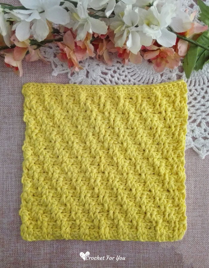 Crochet Diagonal Raised Stitch Dishcloth - free pattern