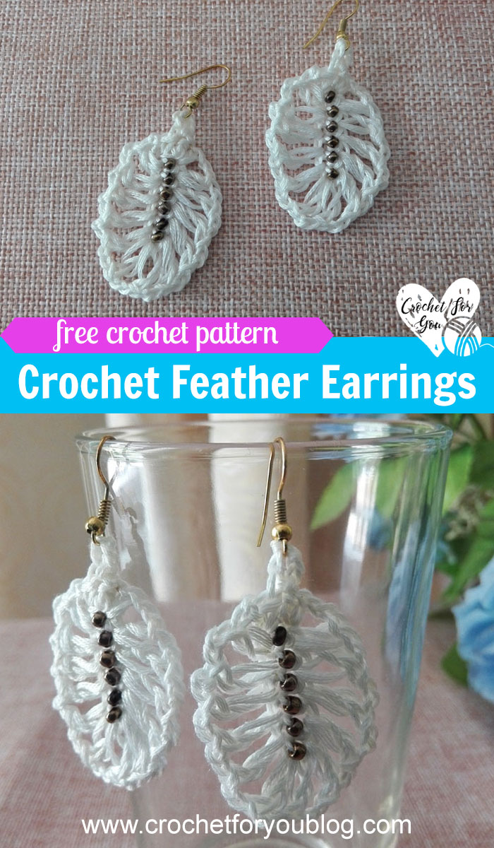 Crochet Feather Earrings - free pattern