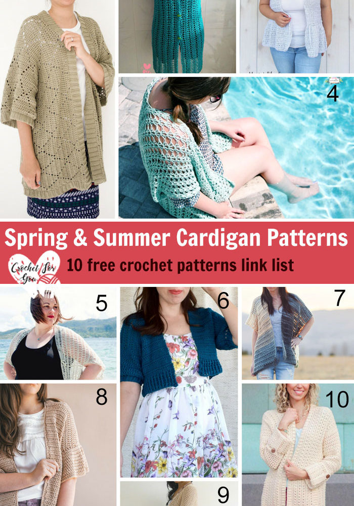 Crochet Spring & Summer Cardigan Patterns - 10 Free Crochet Pattern Link List