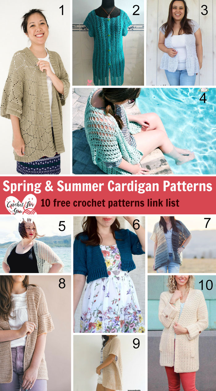 Crochet Spring & Summer Cardigan Patterns - 10 Free Crochet Pattern Link List