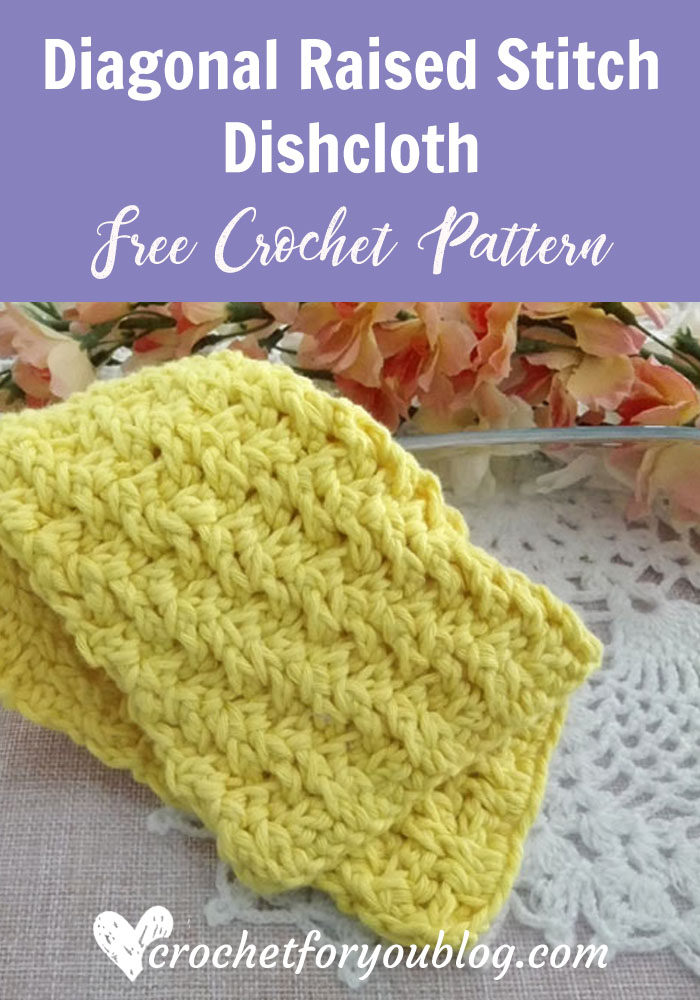 Crochet Diagonal Raised Stitch Dishcloth - free pattern