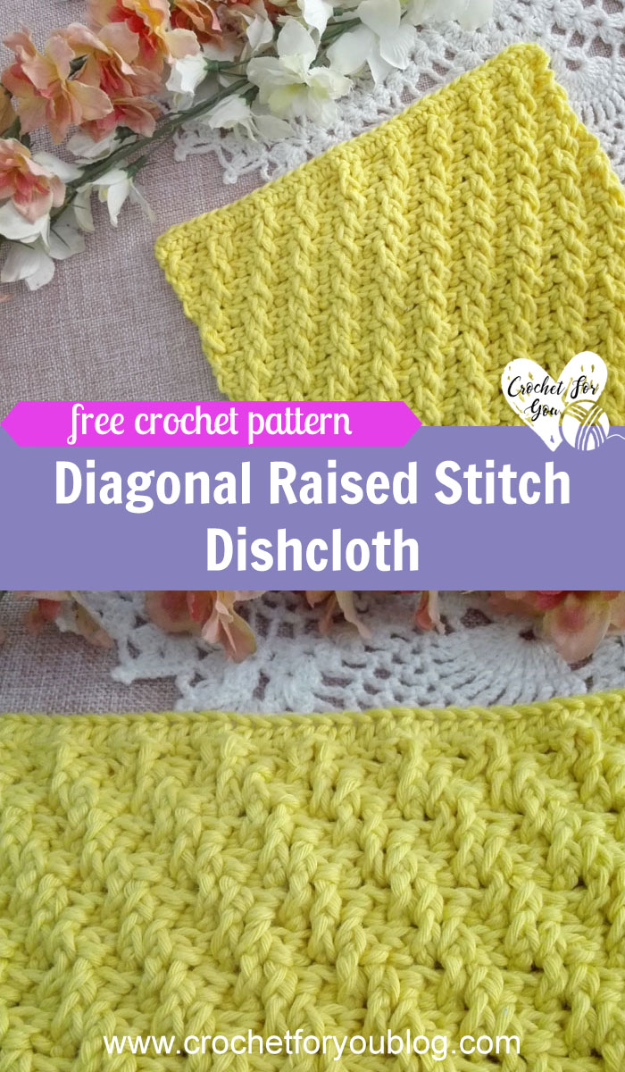 Crochet Diagonal Raised Stitch Dishcloth - free pattern