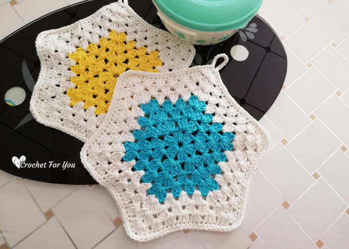 Crochet Granny Hexagon Potholder - free pattern