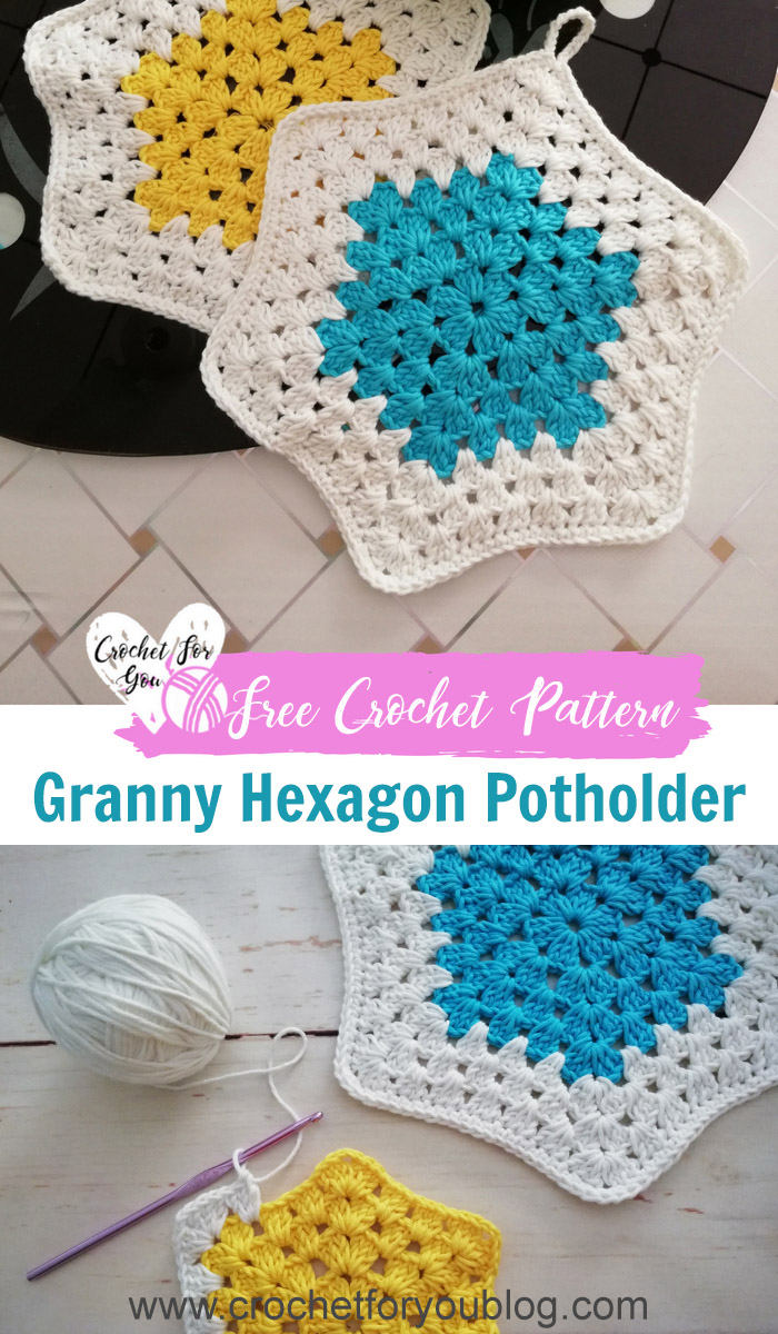 Crochet Granny Hexagon Potholder - free pattern