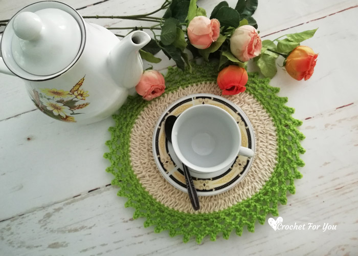 Crochet Oval Table Mat with Jute Hemp - free pattern