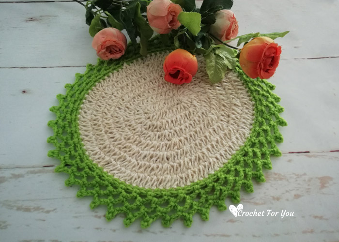 Crochet Oval Table Mat with Jute Hemp - free pattern