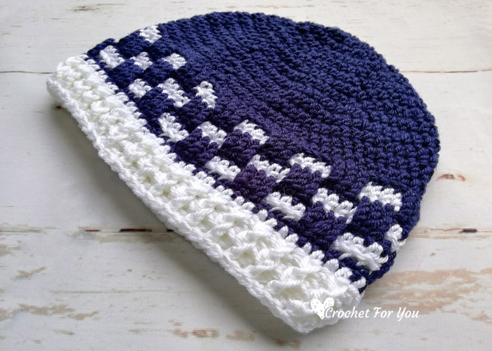 Men's Checkered Brim Beanie - free crochet pattern