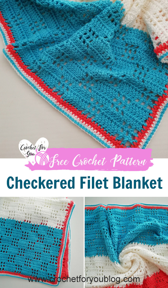 Crochet Checkered Filet Blanket Free Pattern 