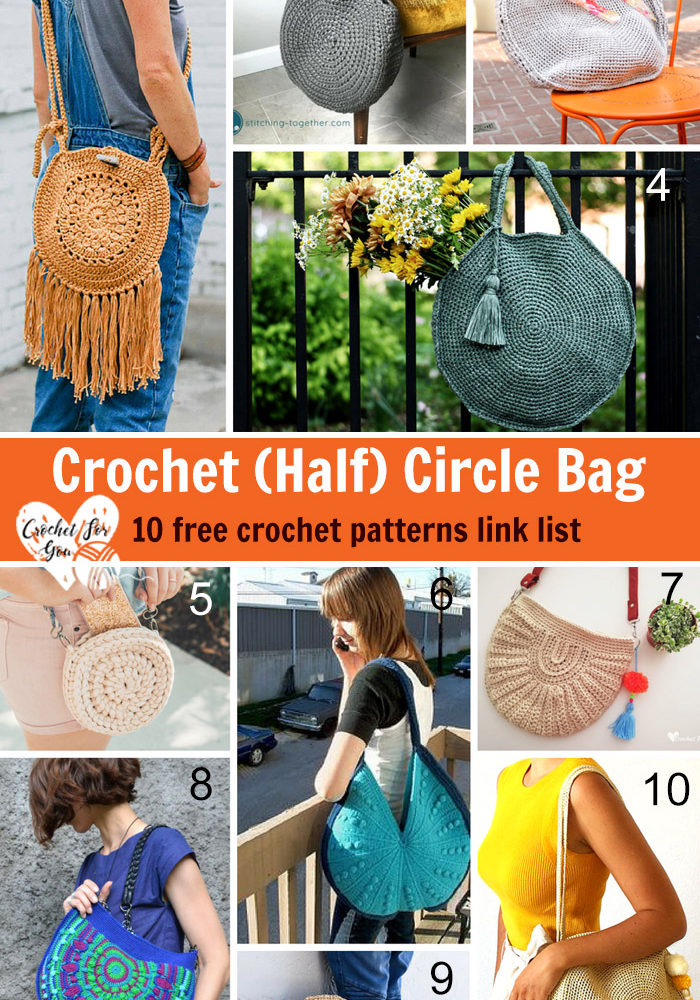 Crochet (Half) Circle Bag - 10 free crochet pattern link list