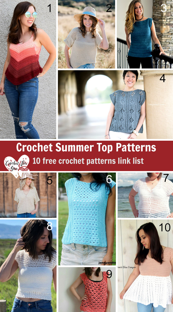 Crochet Summer Top Patterns - 10 Free Pattern Link List