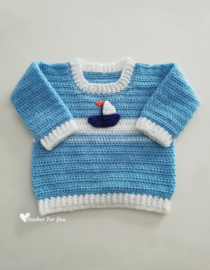 Crochet Set Sail Baby Sweater Free Pattern