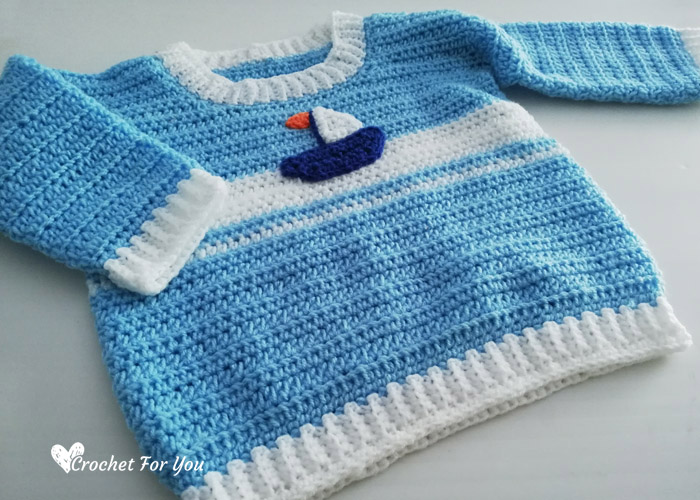 Crochet Set Sail Baby Sweater Free Pattern 