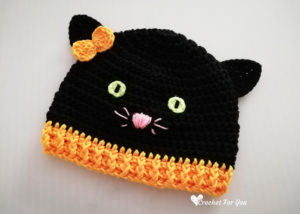 Crochet Halloween Black Cat Hat - free pattern