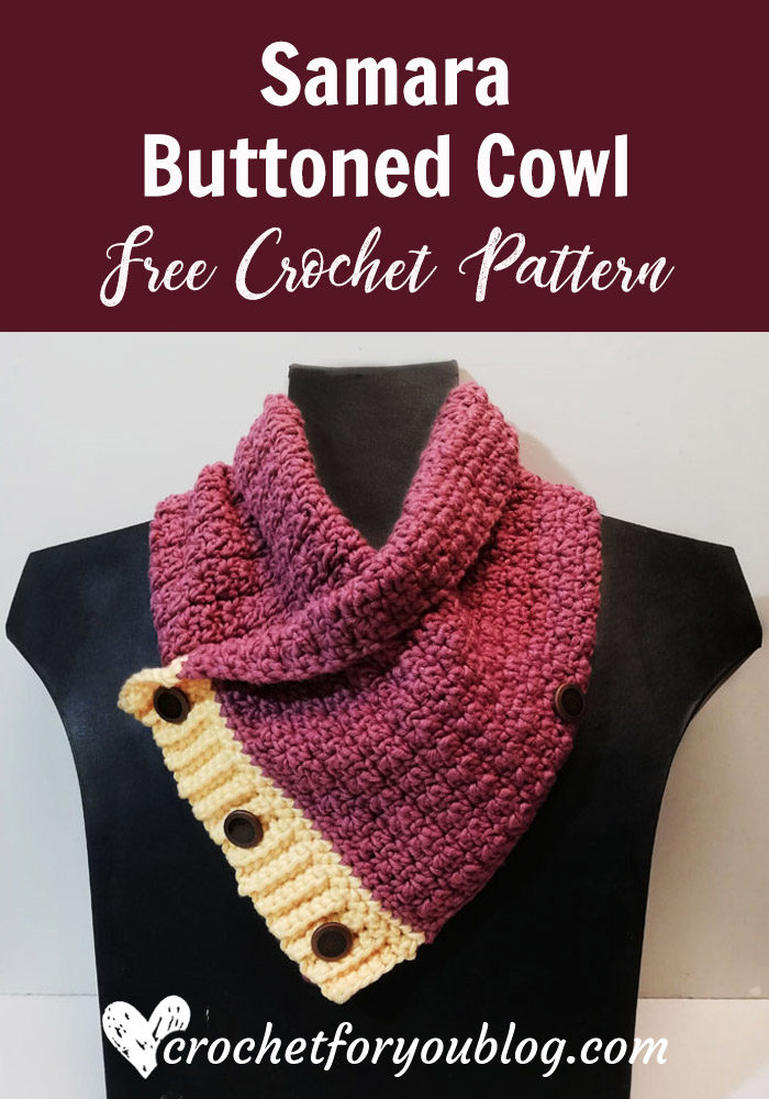 Crochet Samara Buttoned Cowl Free Pattern